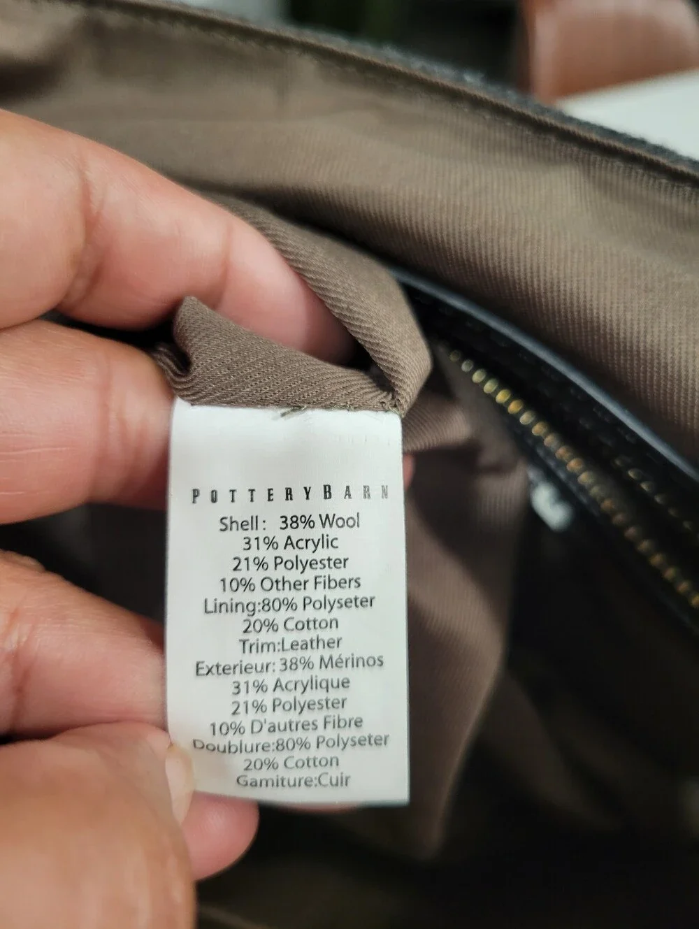 Pottery Barn Grey Wool Blend Unisex Messenger Bag/backpack/travel Bag